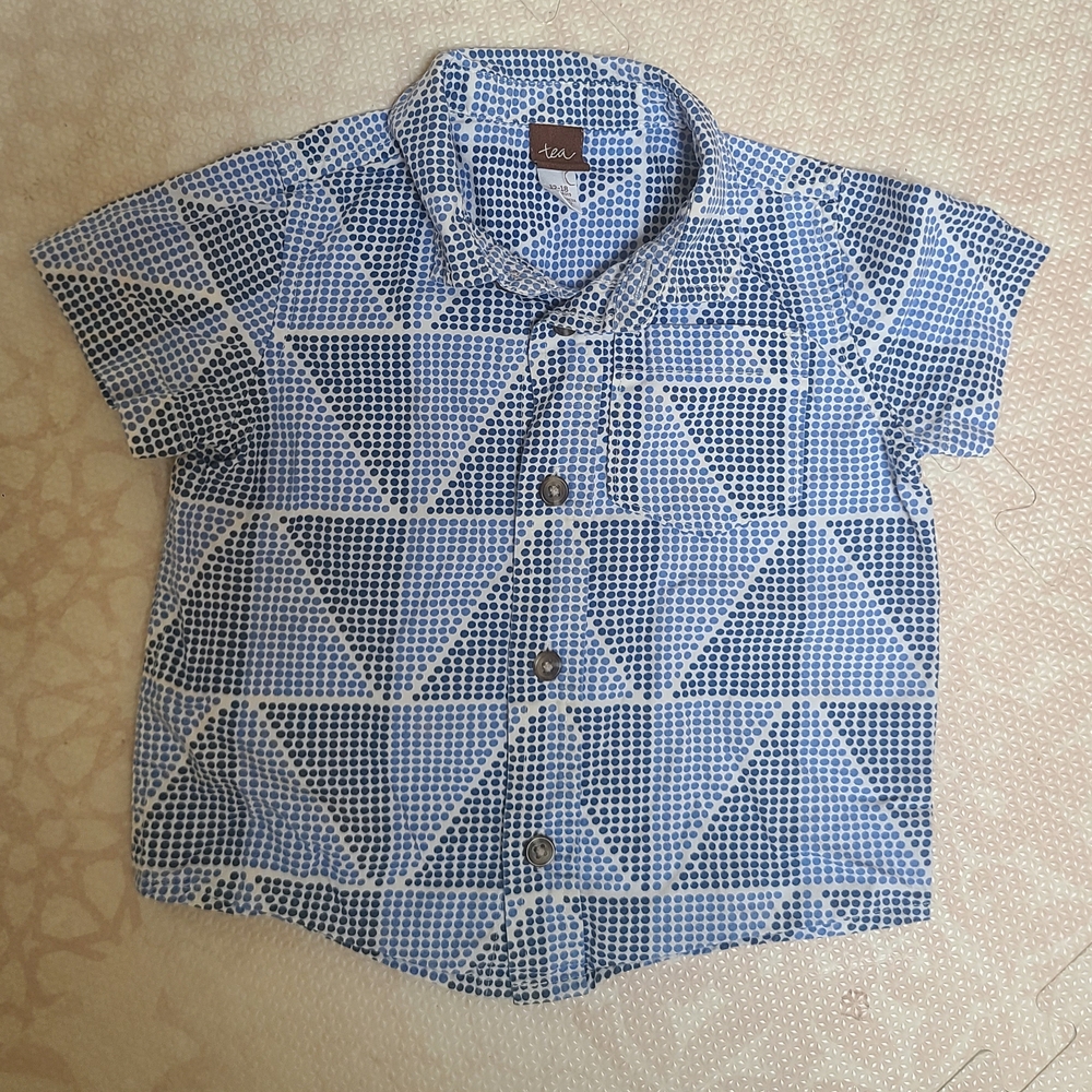 Tea Collection Blue Geometric Button Down Shirt